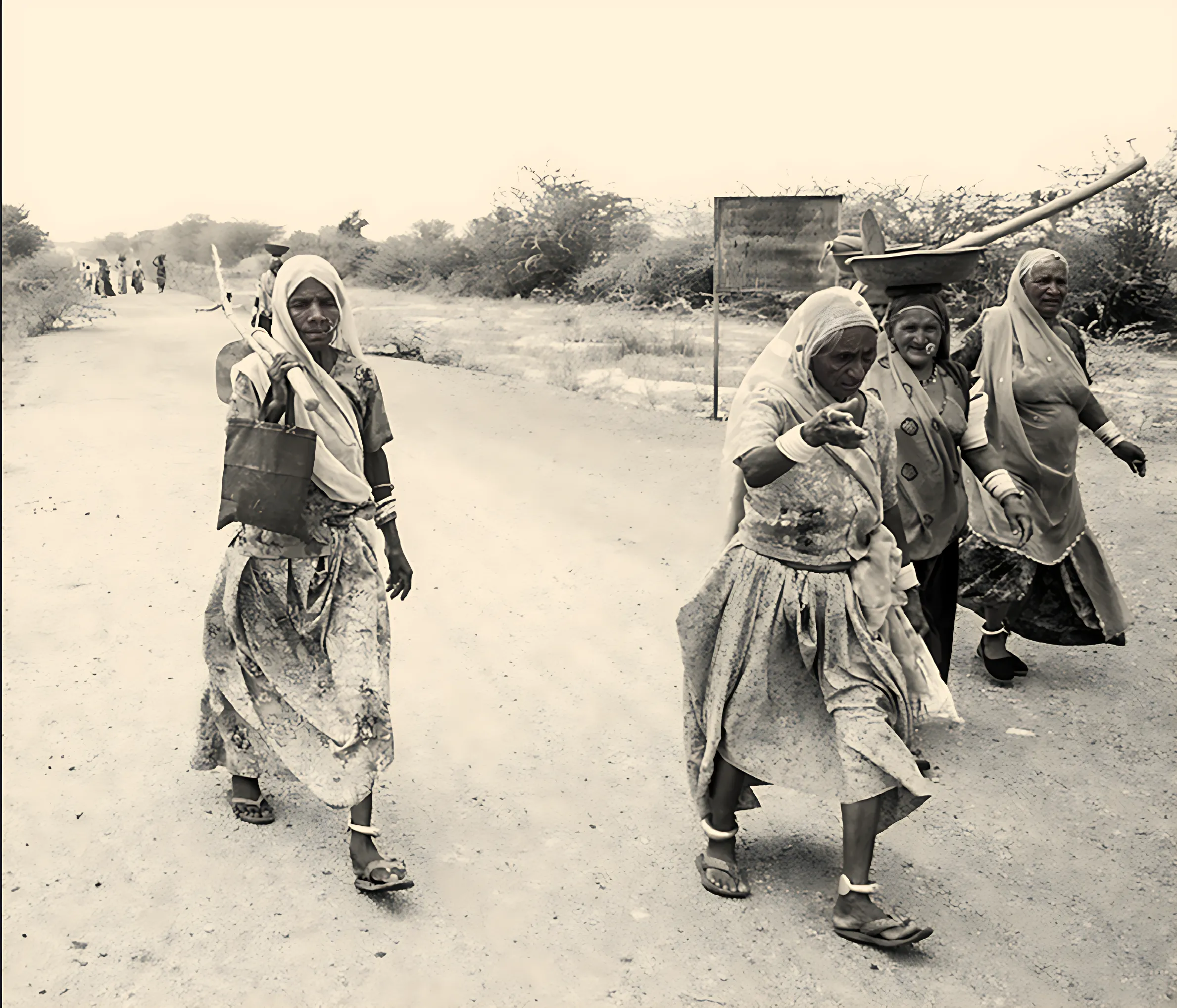 Workers at an MGNREGA worksite in Rajasthan